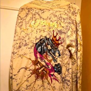 Classic Vintage ED HARDY cardigan but the zipper is broken size XL - cream color